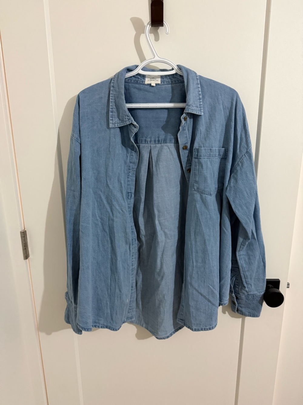 Light Blue Denim Button-Down Shirt - Relaxed Women's Top